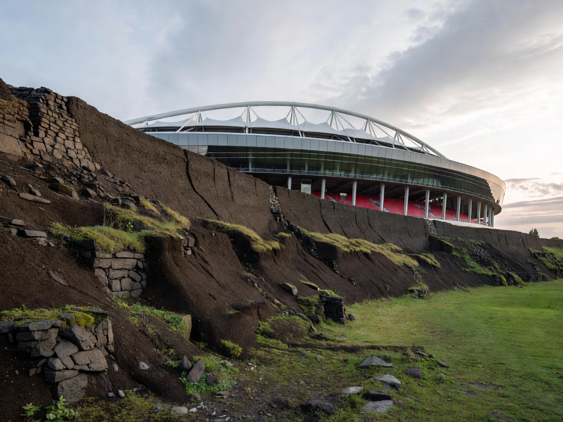 Red Bull Arena Leipzig stadium built within historic earthen wall